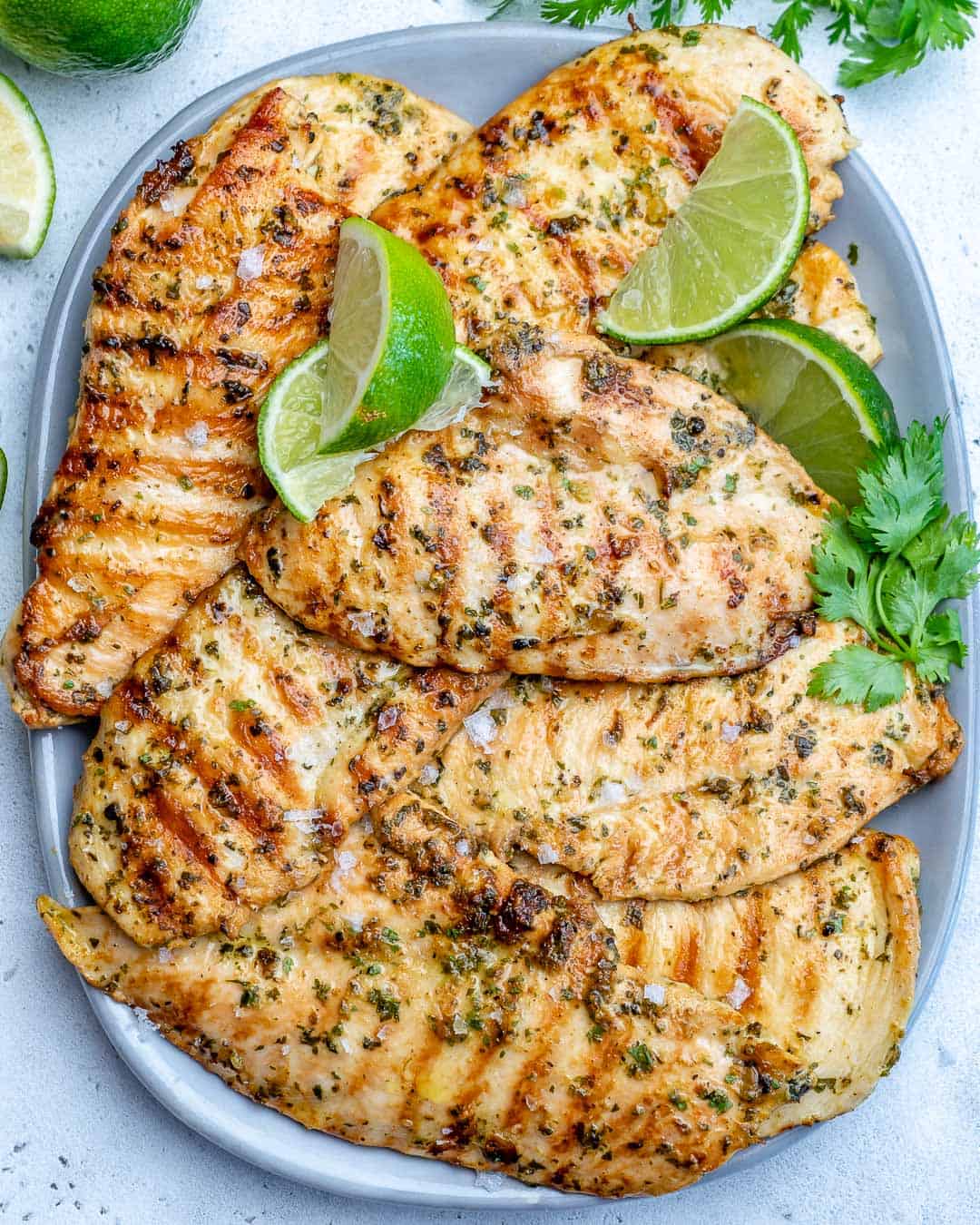 Cilantro Lime Chicken with Zucchini Fritters And Creamy Cilantro Avocado Dip