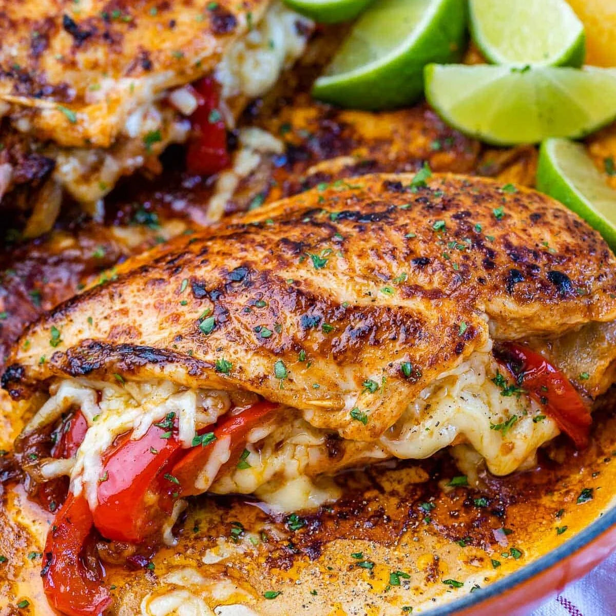 Fajita Stuffed Chicken Breast over Brown Rice