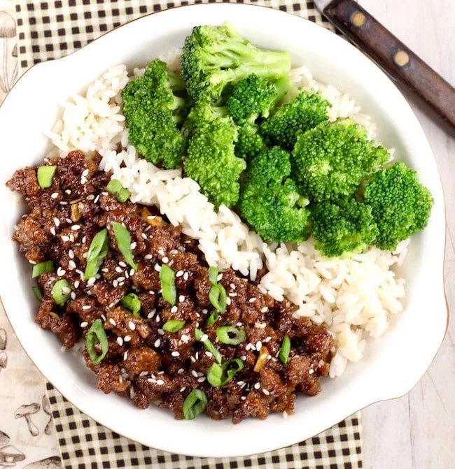 Korean Lean Ground Beef and Broccoli over Brown Rice