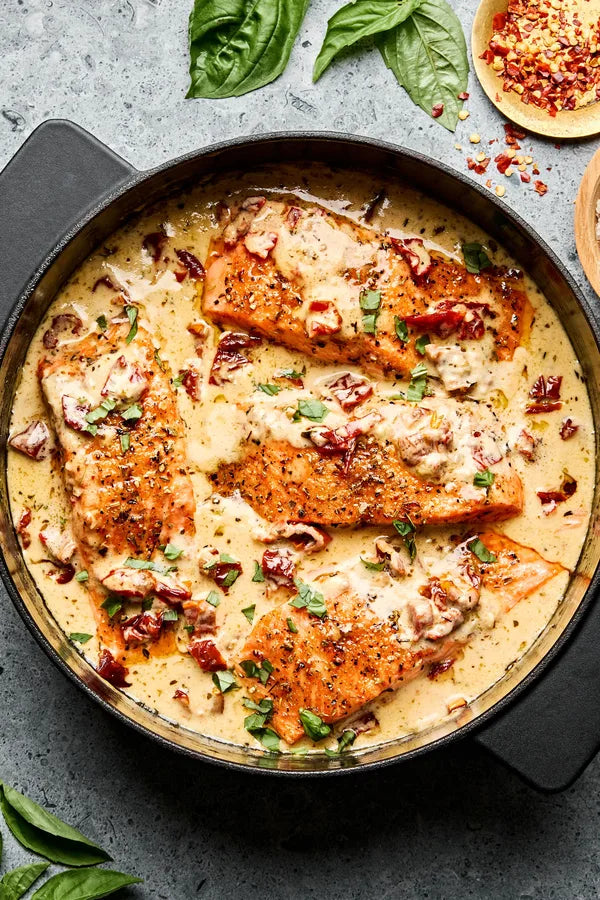 Marry Me Salmon over Cauliflower Veggie Rice