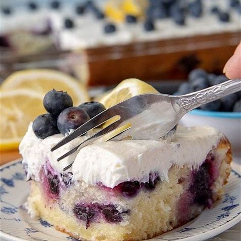 Lemon Blueberry Protein Cake with Lemon Cream Cheese Frosting