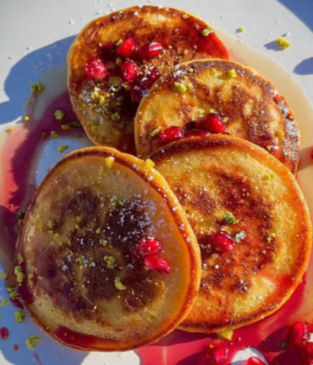 Pumpkin Cranberry Protein Pancakes (2) with Homemade Apple Chicken Sausage