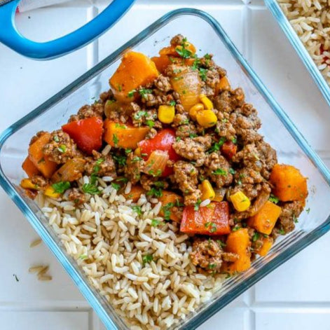 Grass Fed Ground Beef with Brown Rice & Veggie Blend