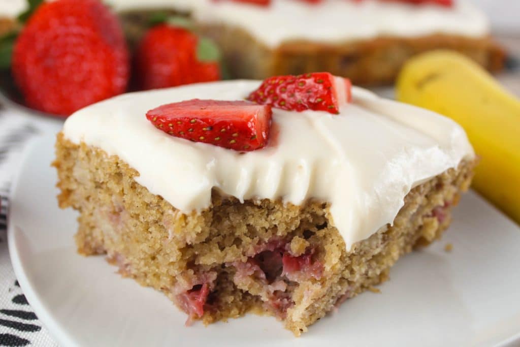 Strawberry Banana Protein Cake with Cream Cheese Frosting (GF)