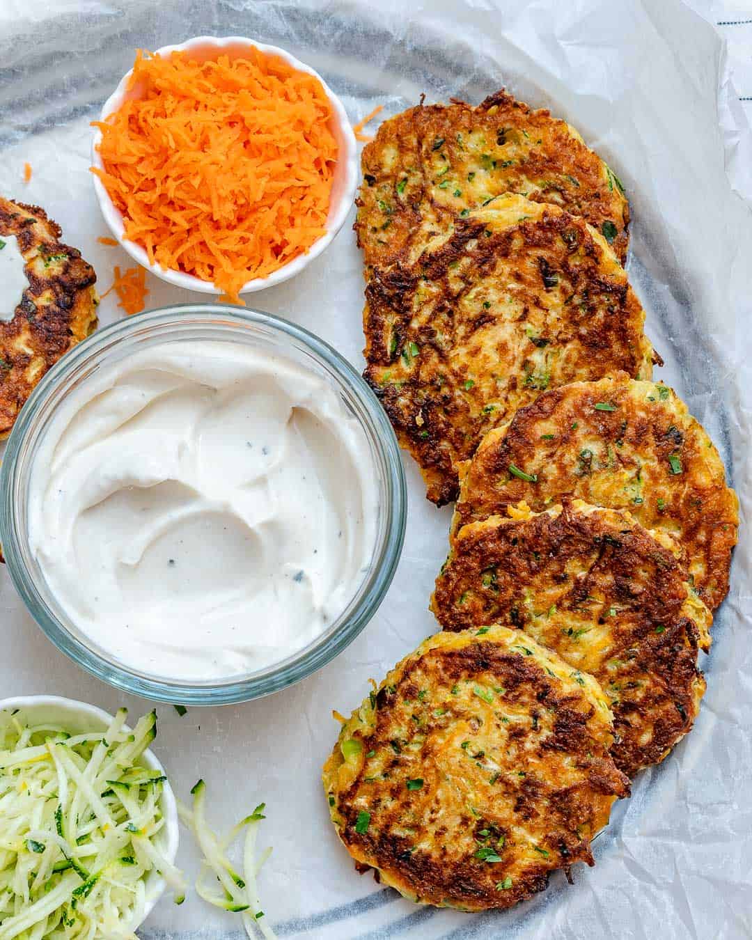 Cilantro Lime Chicken with Zucchini Fritters And Creamy Cilantro Avocado Dip