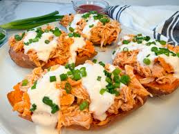Buffalo Chicken Stuffed Sweet Potato
