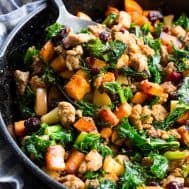 Chicken Sausage & Veggie Crustless Quiche with Sweet Potato Hash (GF) Can Request Vegetarian--