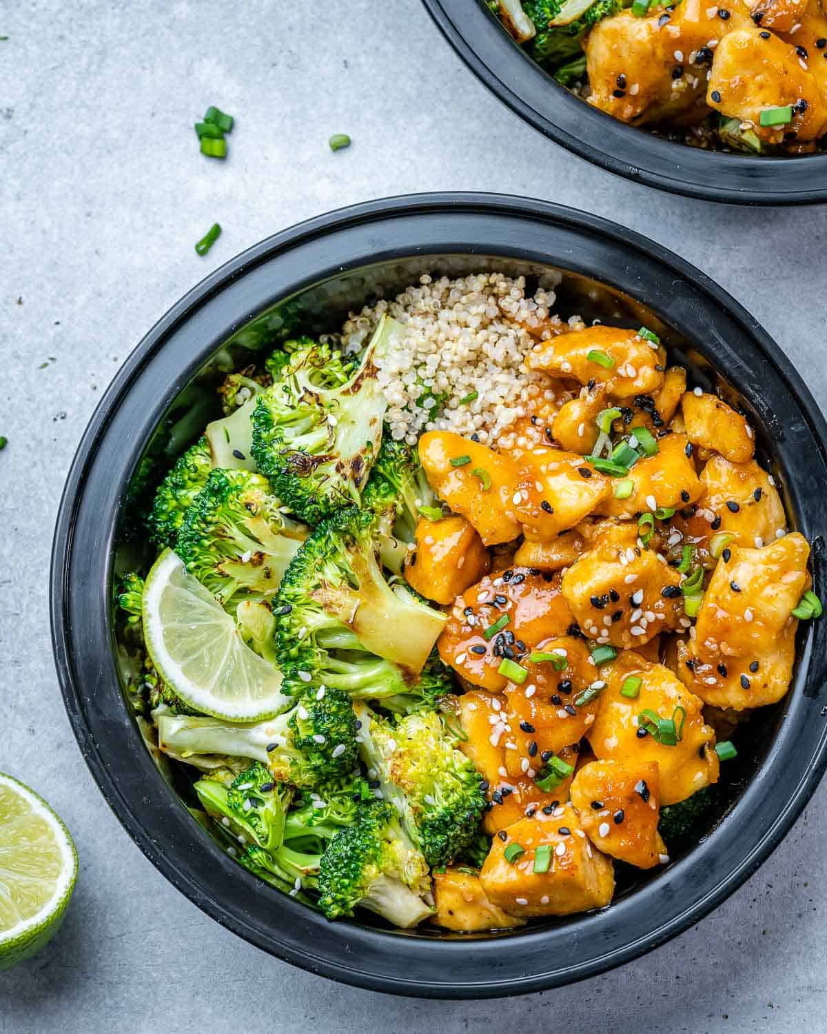 Honey Garlic Chicken With Brown Rice and Roasted Sesame Broccoli (GF)
