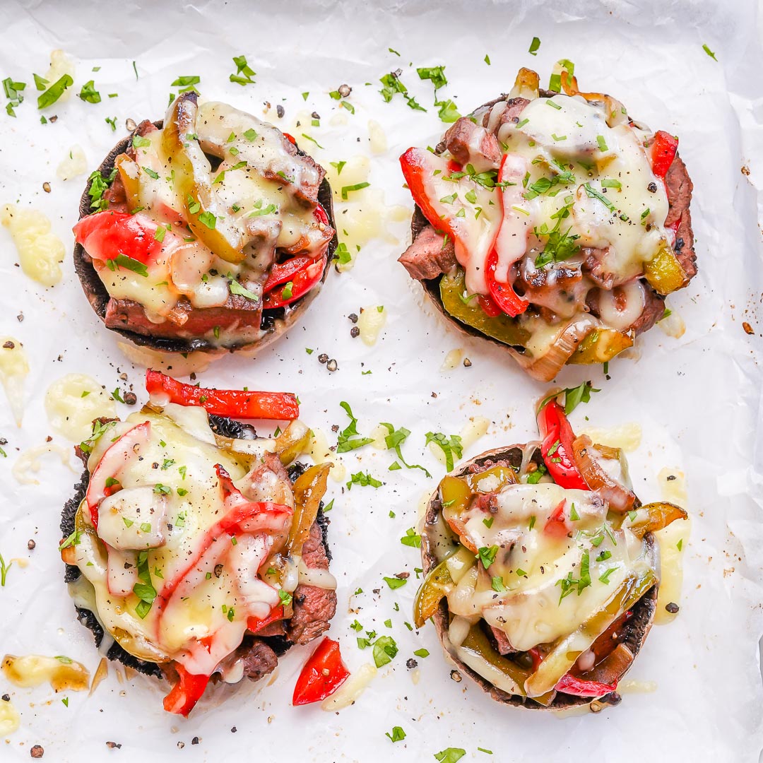Philly Cheese Steak Stuffed Portabellas (can sub peppers for mushrooms) (can sub chicken)