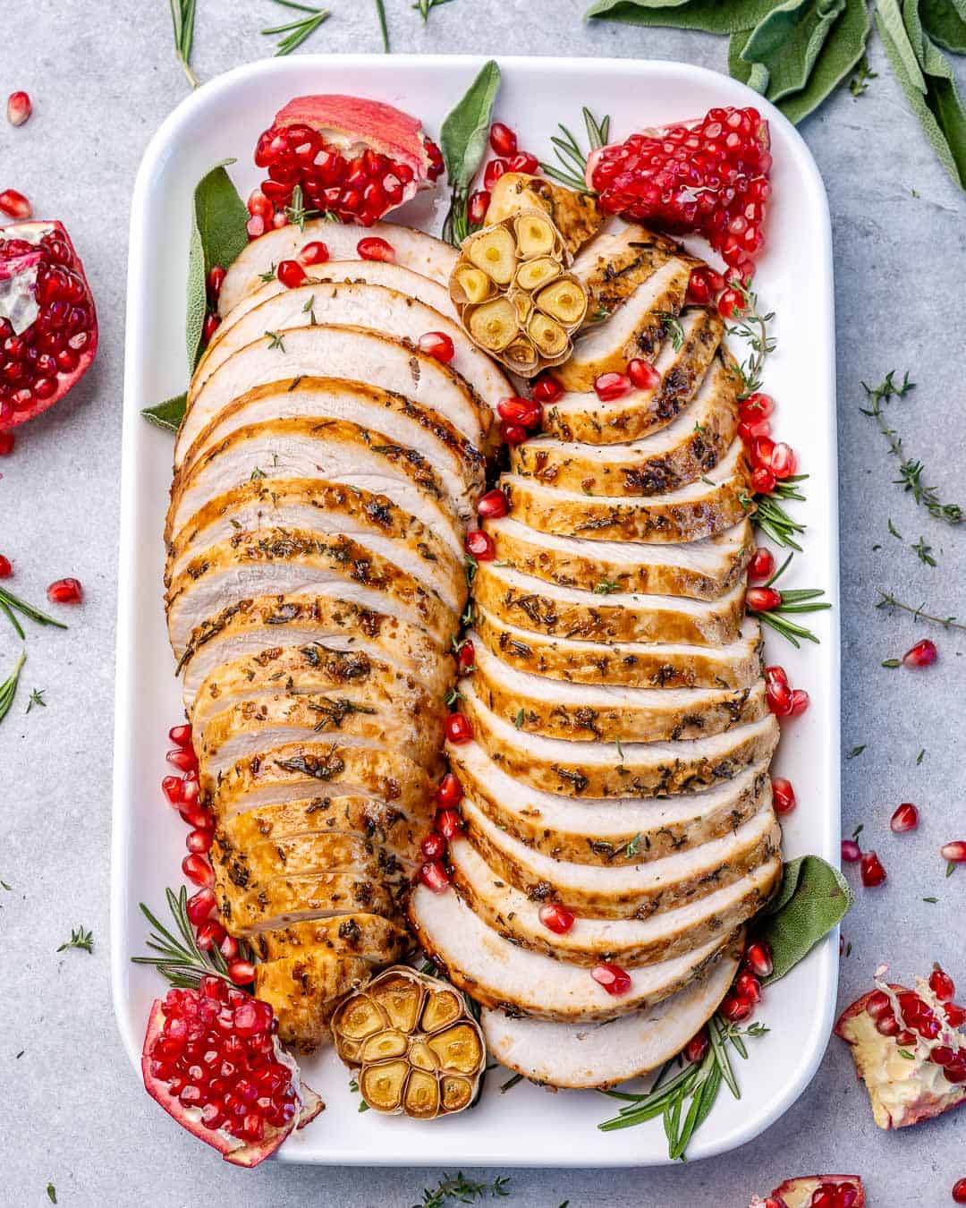Roast Turkey Breast with Cauliflower Stuffing and Green Beans