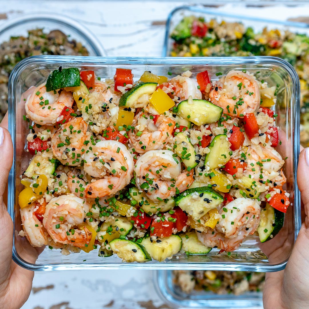 Shrimp Cauliflower Rice Veggie Bowl (Can Sub Chicken upon request)