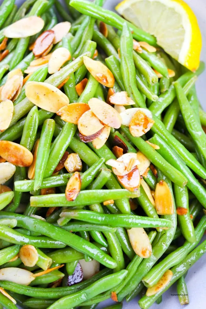 Pork Pie with Sweet Potato Crust and a side of Green Beans with Slivered Almonds