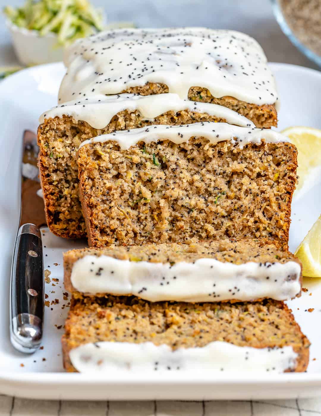 Lemon Poppyseed Zucchini Protein Bread (GF)