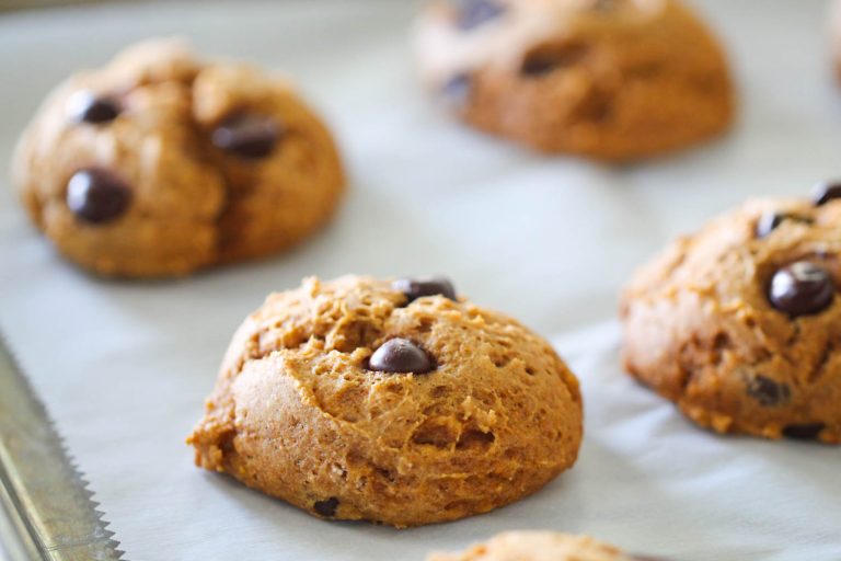Protein Pumpkin Chocolate Chip Cookies (2 large cookies:))