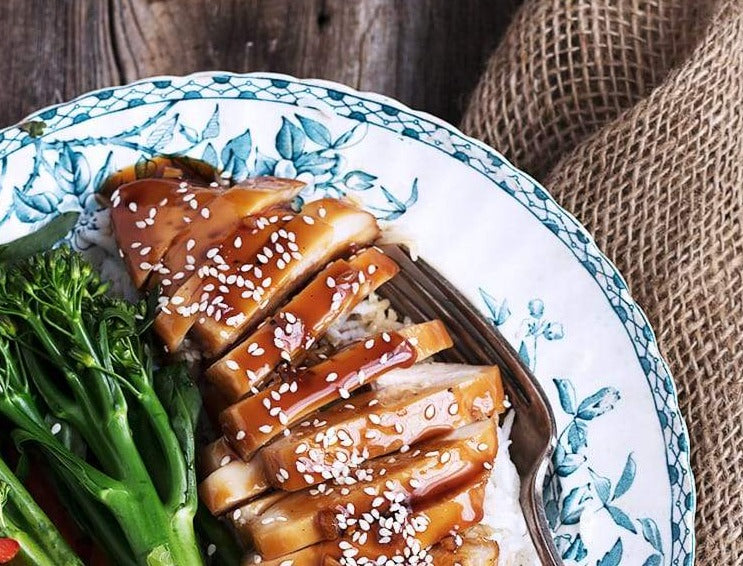 Teriyaki Chicken Breast, Mashed Sweet Potato/Cauliflower blend, & Broccoli