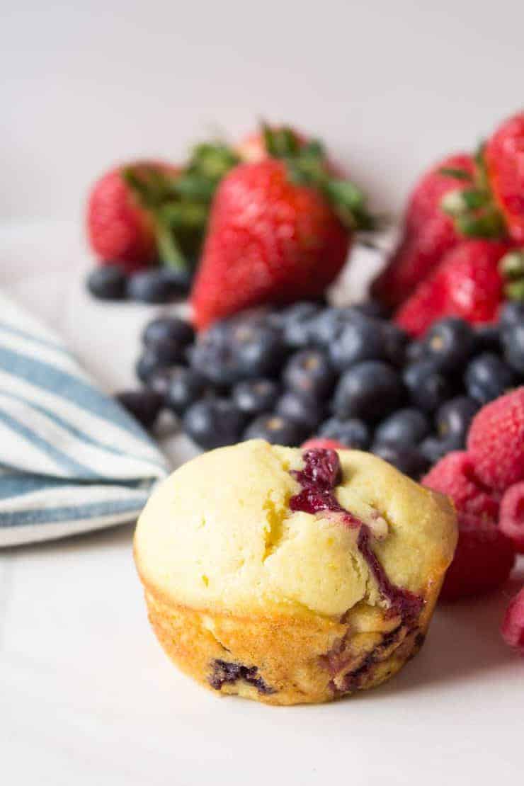 Triple berry protein muffins